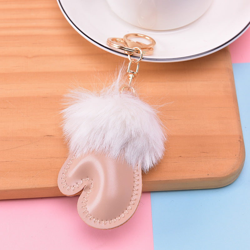 Wholesale Cute Small Handbags, Fur Ball Leather Keychain